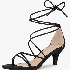 Womens strappy lace up kitten heels